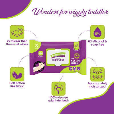 The Clean Hack Premium Biodegradable Baby Wipes Combo of 5 Packs