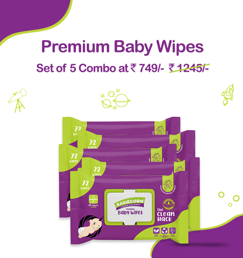 The Clean Hack Premium Biodegradable Baby Wipes Combo of 5 Packs